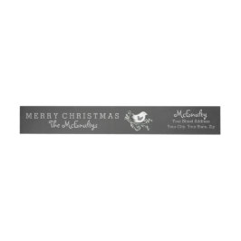 Gray Scrolls Chalkboard Holiday Wraparound Label