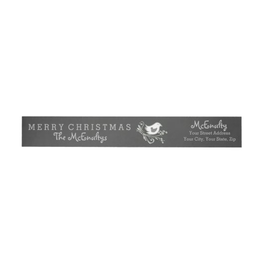 Gray Scrolls Chalkboard Holiday Wraparound Label (Person)