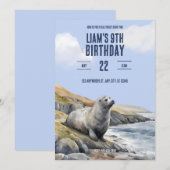 Gray Seal Birthday Invitation Einladung (Vorne/Hinten)