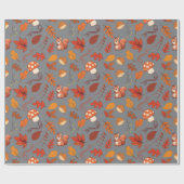 Gray Seamless Wrapping Paper: Eichhörnchen und Blä Geschenkpapier (Flach)