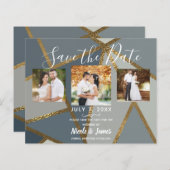 Gray Shades & Bronze Modern Wedding retten das Dat (Vorne/Hinten)