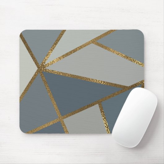 Gray Shades & Gold Bronze Geometric Chic Mouse Pad Mousepad (Mit Mouse)