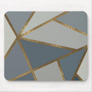 Gray Shades & Gold Bronze Geometric Chic Mouse Pad Mousepad