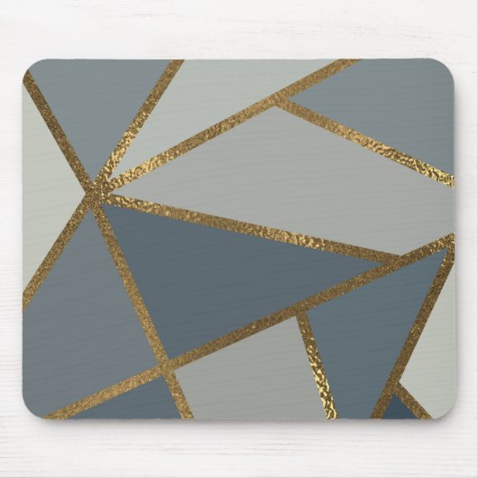 Gray Shades & Gold Bronze Geometric Chic Mouse Pad Mousepad (Vorne)
