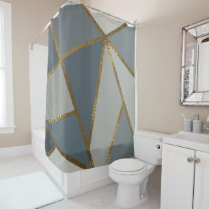 Gray Shades Neutral Gold Bronze Geometric Duschvorhang