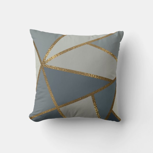 Gray Shades Neutral Gold Bronze Geometric Kissen (Vorderseite)