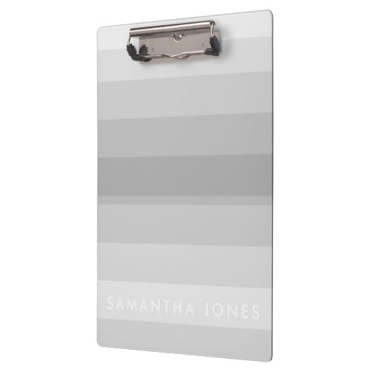 Gray Shades Ombre Simple Strip Personalize Name Klemmbrett (Links)