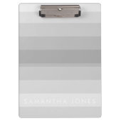 Gray Shades Ombre Simple Strip Personalize Name Klemmbrett (Vorderseite)