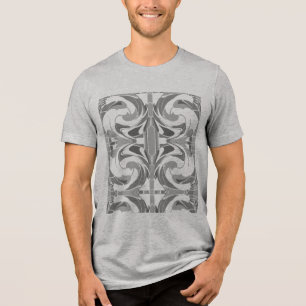 Gray Shades Swirling Mosaik Mediterrane Kunst Look Tri-Blend Shirt