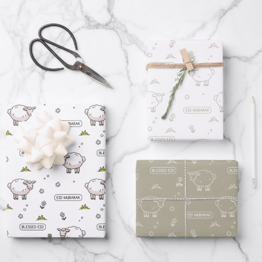 Gray Sheep Eid Mubarak Kids Geschenkpapier Set (Vorderseite)