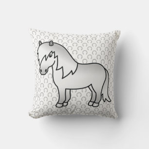 Gray Shetland Pony Niedlicher Cartoon Illustration Kissen