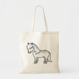 Gray Shetland Pony Niedlicher Cartoon Illustration Tragetasche