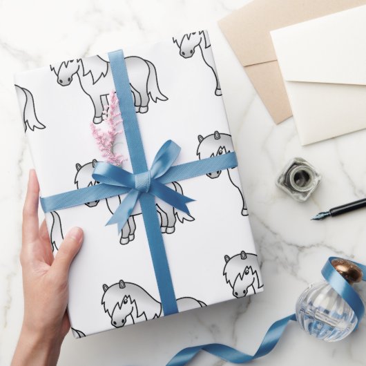 Gray Shetland Pony Niedlicher Cartoon Pony Pattern Geschenkpapier (Schenken)