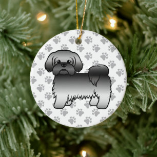 Gray Shih Tzu Niedlich Cartoon Dog Illustration Keramik Ornament