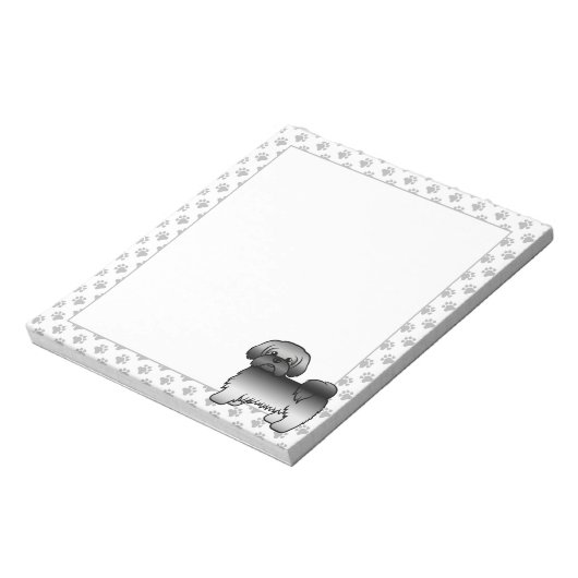 Gray Shih Tzu Niedlich Cartoon Dog Illustration Notizblock (Rotiert)