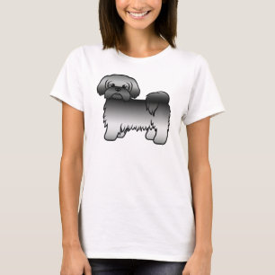 Gray Shih Tzu Niedlich Cartoon Dog Illustration T-Shirt