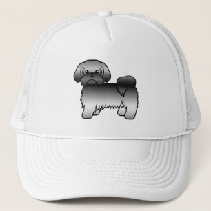 Gray Shih Tzu Niedlich Cartoon Dog Illustration Truckerkappe