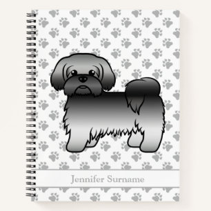 Gray Shih Tzu Niedlich Cartoon Dog & Name Notizblock