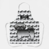 Gray Shih Tzu Niedlich Cartoon Dog & Name Schürze (Vorderseite)