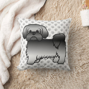 Gray Shih Tzu Niedlich Cartoon Dog & Paws Kissen