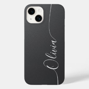 Gray Shimmer Eleganter Calligrafy Script Name Case-Mate iPhone 14 Hülle