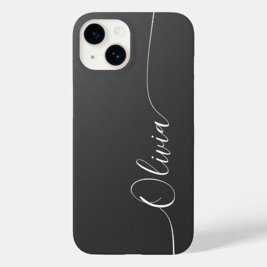 Gray Shimmer Eleganter Calligrafy Script Name Case-Mate iPhone Hülle (Rückseite)