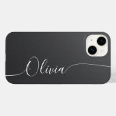 Gray Shimmer Eleganter Calligrafy Script Name Case-Mate iPhone Hülle (Rückseite (Horizontal))