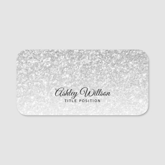 Gray Shiny Glitzer Namensschild (Vorderseite)
