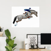 Gray Show Jumping Horse Print Poster (Heimbüro)