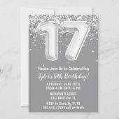 Gray Silver 17. Geburtstagsparty Einladung (Vorderseite)