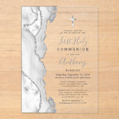 Gray Silver Agate Erste Heilige Kommune Acryleinladungen (Vorderseite)