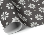 Gray Silver Black Foil floral Daisy Dots Geschenkpapier<br><div class="desc">Moderne Luxusdekoration FlorenceK Design</div>