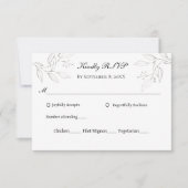 Gray Silver Blätter Minimalistisch Wedding Entrees RSVP Karte (Vorderseite)