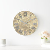 Gray Silver Champaigne Gold Metallic römische Zahl Große Wanduhr (Zuhause)