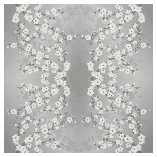 Gray Silver Cherry Blossom Blumenmuster Stoff (Muster)