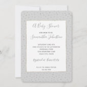 Gray Silver Confetti Baby Dusche Einladung (Vorderseite)
