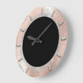 Gray Silver Crystals Black Rose Abstrakt Elegante Große Wanduhr (Winkel)