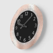 Gray Silver Crystals Black Rose Arabian Numbers Große Wanduhr (Winkel)