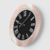 Gray Silver Crystals Black Rose Roman Numbers Große Wanduhr (Winkel)