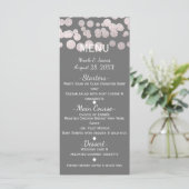 Gray Silver Dots Elegante Glam Wedding Menu Card Menükarte (Stehend Vorderseite)