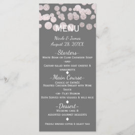 Gray Silver Dots Elegante Glam Wedding Menu Card Menükarte