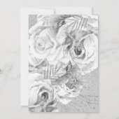 Gray & Silver Floral Wedding Dress Brautparty Einladung (Rückseite)