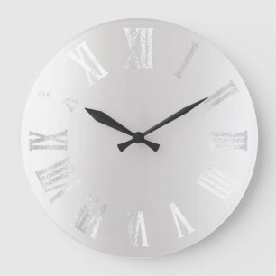 Gray Silver Gray Black Metal Minimal römische Zahl Große Wanduhr