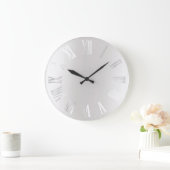 Gray Silver Gray Black Metal Minimal römische Zahl Große Wanduhr (Zuhause)