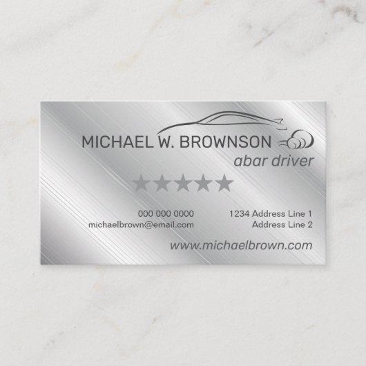 Gray Silver Minimal Driver Car Auto Visitenkarte (Vorderseite)