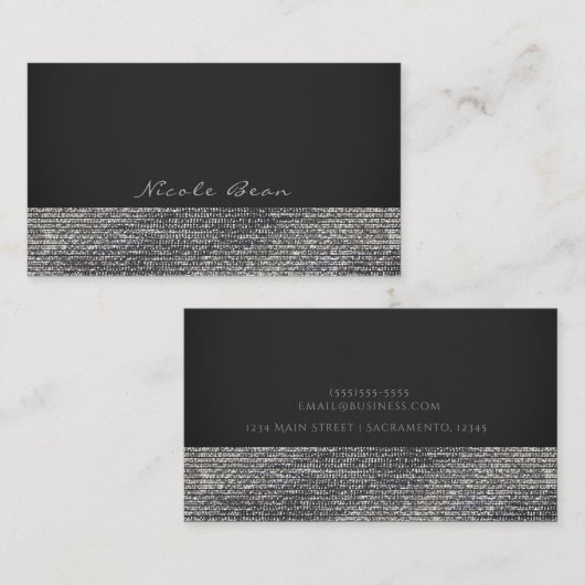 Gray & Silver Modern Glam Sequins Chic Elegante Visitenkarte (Vorne/Hinten)