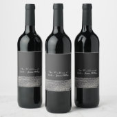 Gray & Silver Modern Glam Sequins Chic Wine Labels Weinetikett (Flaschen)