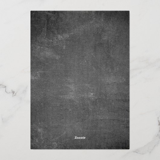 Gray silver modern monogram rustic wedding folieneinladung (Rückseite)