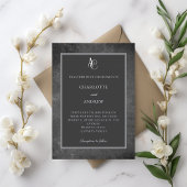 Gray silver modern monogram rustic wedding folieneinladung