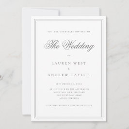 Gray Silver Moderne Minimalistisch die Hochzeit vo Einladung